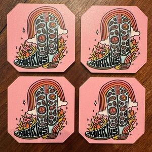 NWT Urban Outfitters Aquarius Pink Coaster Set
